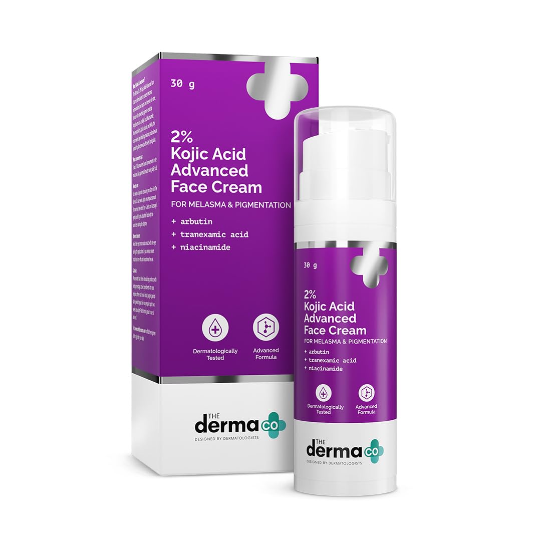The Derma Co 2% Kojic Acid Advanced Face Cream With 4% Niacinamide, 2% Arbutin & 2% Glycolic Acid | Treats Hyperpigmentation & M