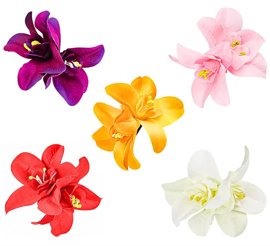 ALIMITOPIA Flower Hair Clip Bohemia Hawaiian Fabric Artificial Orchid Flower Hairpin Barrette Headdress Bobby Pins Headwear Hair