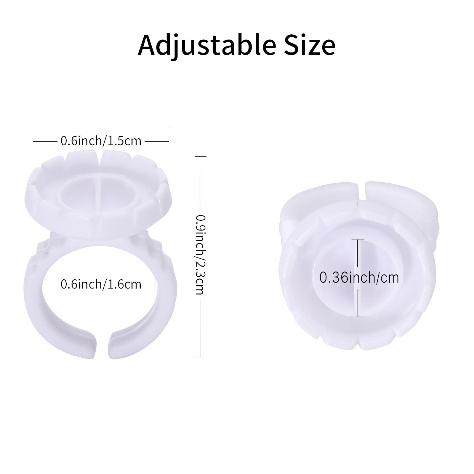 Miuffue 300 Pcs Glue Rings Smart Glue Holder For Eyelash Extensions, Easy Fanning Glue Cups For Volume Lashes, White