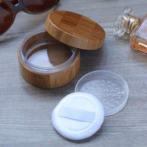1Pcs 1OZ/30ml Empty Refillable Eco-friendly Bamboo Comestic Make-up Loose Powder Box Case Jar Pot Container Holder With Screw Li