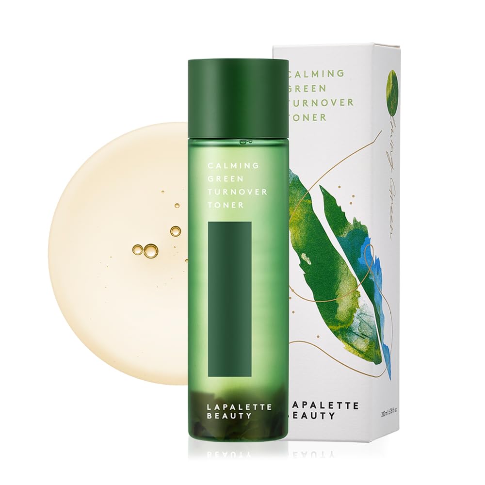 LAPALETTE Beauty Calming Green Turnover Toner 6.75fl.oz | Hydrating & Moisturizing W. Green Tea Extract | Gentle Peeling with Na