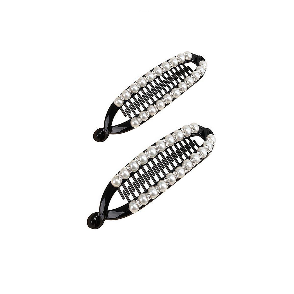 2Pcs Pearl Banana Hair Clip Fishtail Fish Hair Pins Hair Comb Double Banana Clip Slide Clip Ponytail Hair Comb Barrettes for Wom