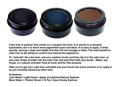 Pure Zivaa Black Matte Cake Eyeliner & Eyeshadow, Water Activated Pressed Powder Gluten & Cruelty Free