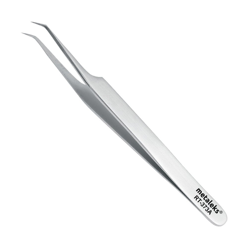 Eyelash Extension Tweezer With Straight And Curved Tip With Black Double Tweezer Magnetic Pouch