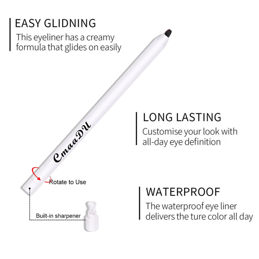 Yeweian Black White Eyeliner Pencil Set, Matte Smooth White Eye Brightener Stick, Quick Drying Waterproof High Pigmented Highlig