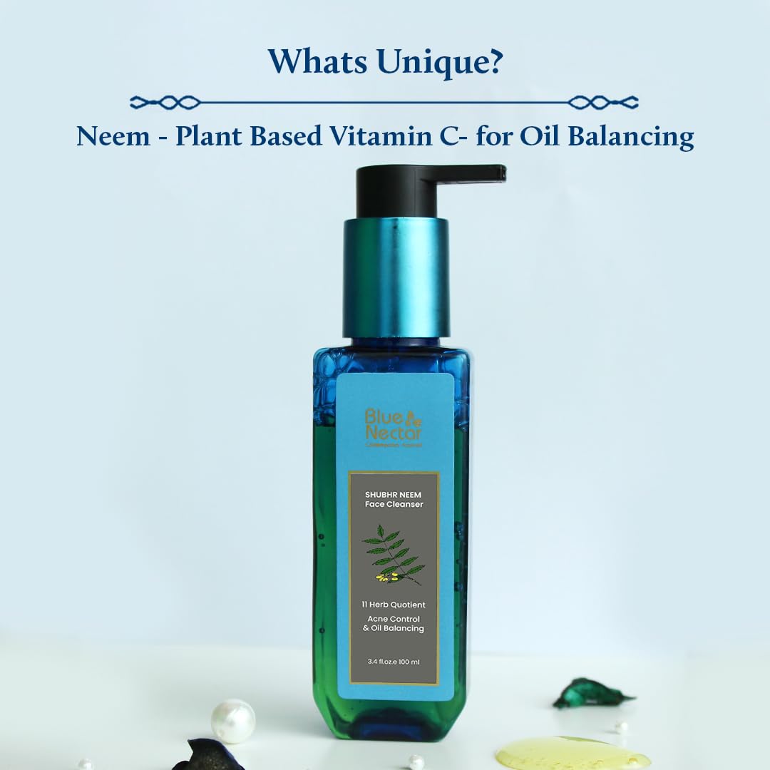 Blue Nectar Vitamin C Face Wash For Women And Men | Anti Acne Face Wash With Neem & Honey | Natural Cleanser For Face With Ayurv