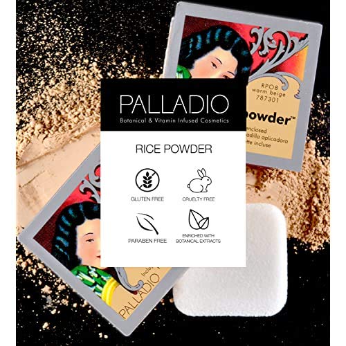 Palladio Rice Powder, Natural, Loose Setting Powder, Absorbs Oil, Leaves Face Looking and Feeling Smooth, Helps Makeup Last Long