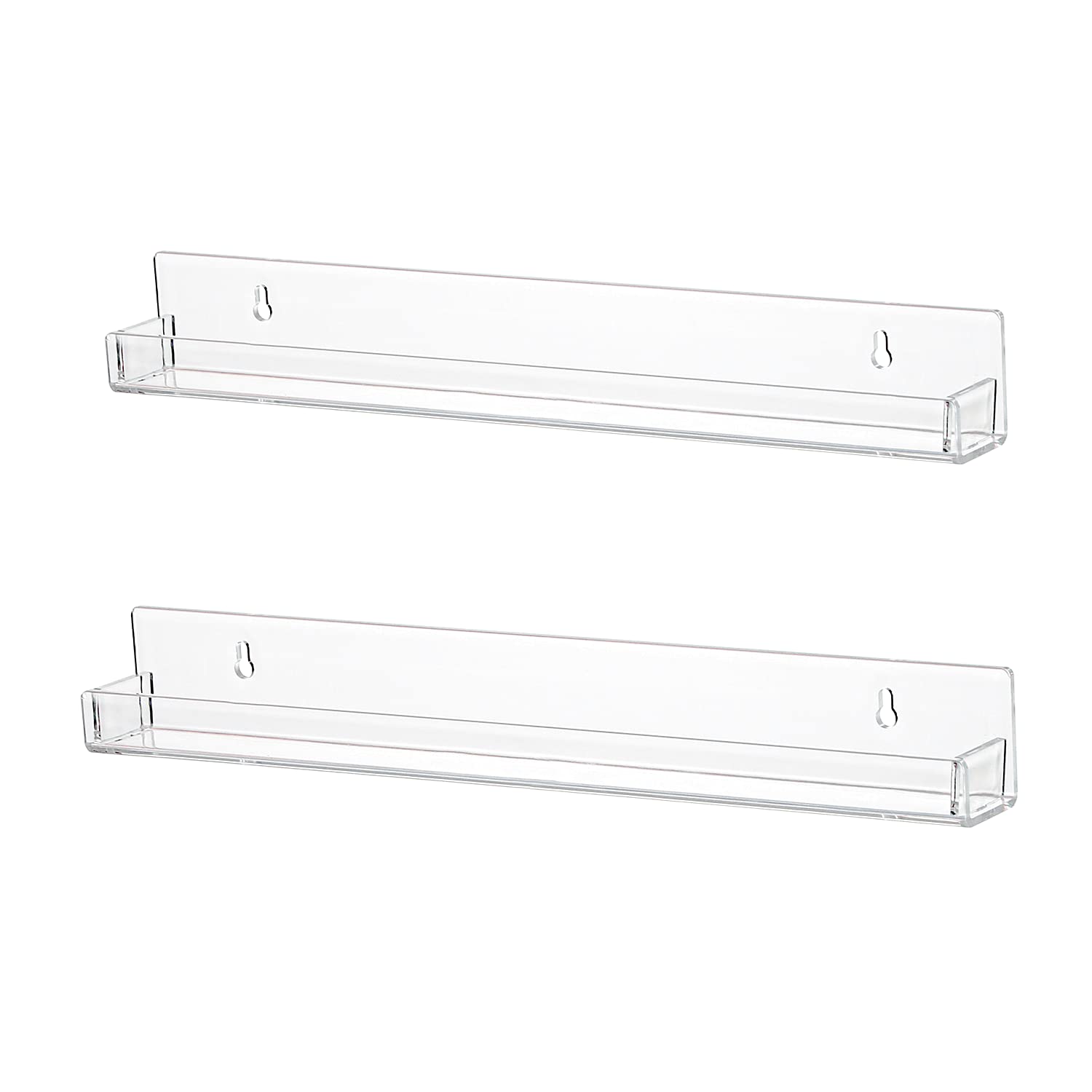 LikeU Nail Polish Rack Wall Mounted Shelf 2 Pack,Clear Acrylic Nail Polish Holder Organizer with Removable Anti-slip End Inserts