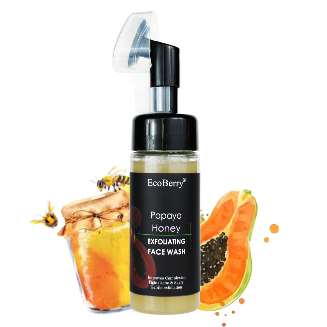 Ecoberry Papaya Honey Exfoliating Natural Face Wash For Dull Skin, Dry Skin, Improve Complexion, Radiance, Moisturizes, Exfoliat