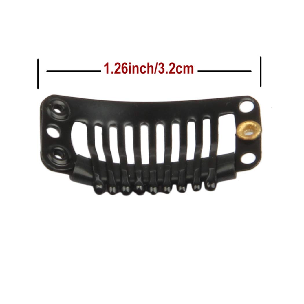 30Pcs 9 Teeth Stainless Steel Snap Comb Wig Clips, Hair Extension Clips, Wig Accessories Clip With 30 Assorted Sewing Needles An