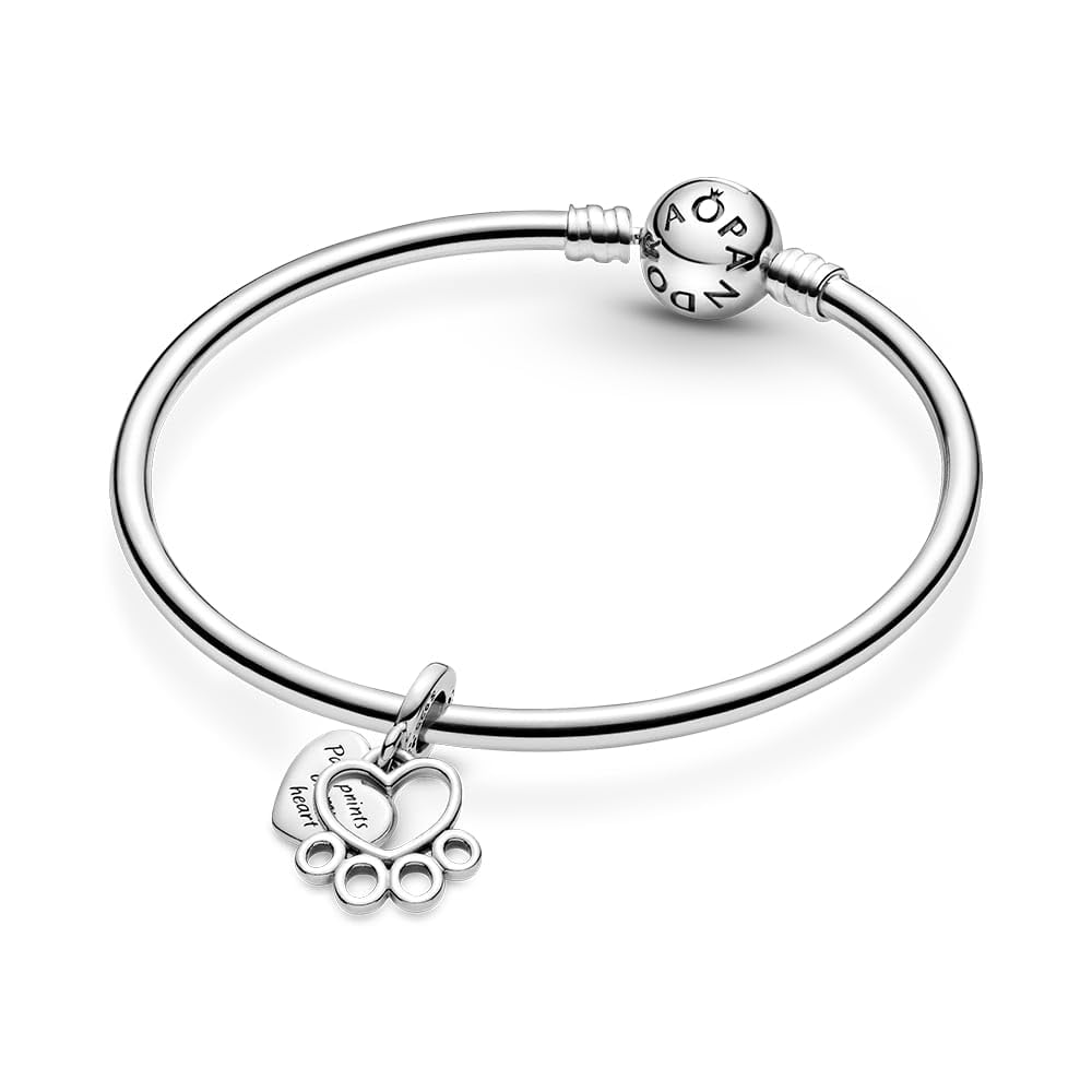 PANDORA Hearts & Paw Print Dangle Charm - Compatible Moments Bracelets - Jewelry for Women - Gift for Women - Made with Sterling