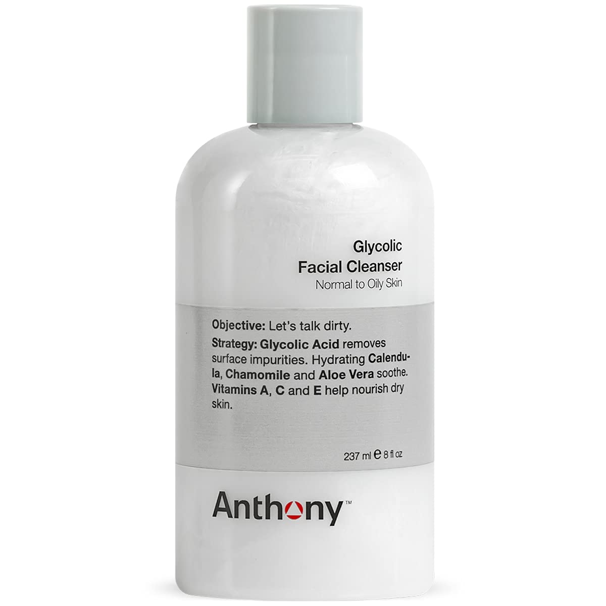 Anthony Glycolic Facial Cleanser for Men, Daily Exfoliating & Hydrating Face Wash, Shave Prep, Non-Foaming, Deep Cleansing, Gent