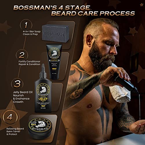 Bossman Relaxing Beard Balm - Beard Tamer, Relaxer, Thickener And Softener Cream - Beard Care Product - Made In Usa (Gold Scent)