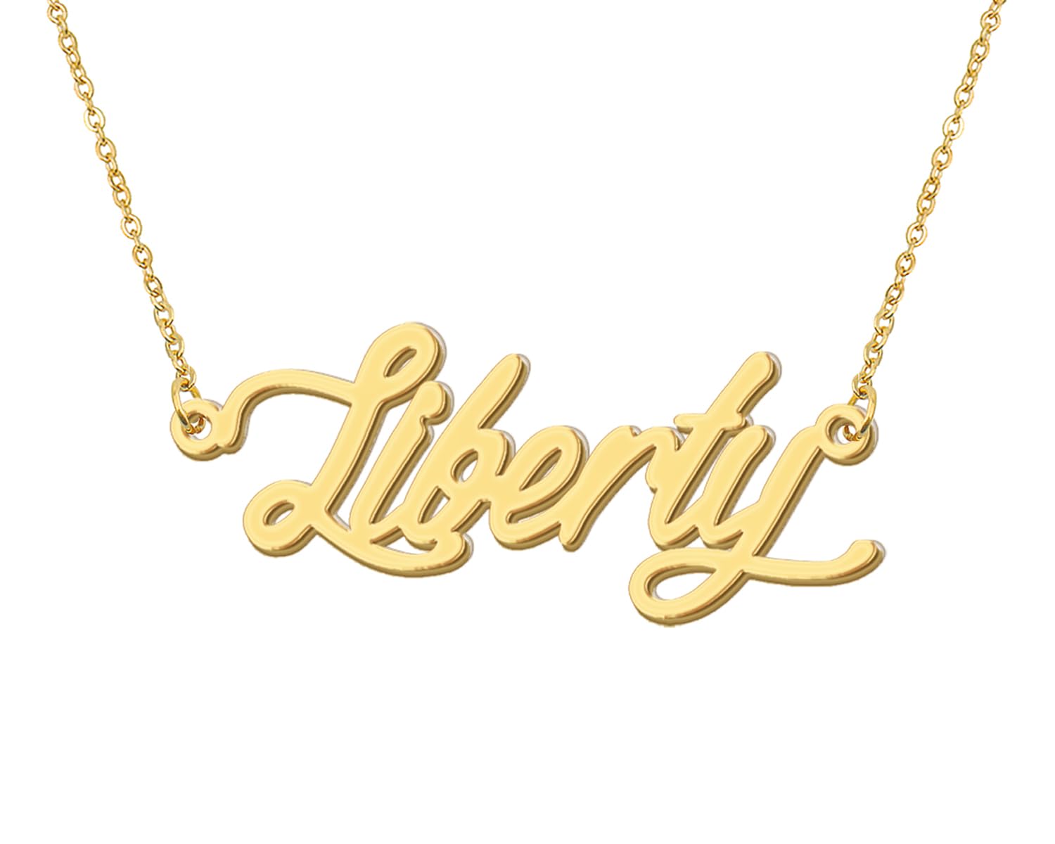 Aoloshow 18k Gold Plated Necklace with Liberty Name Womens Engraved Nameplate Necklaces Stainless Steel Jewelry for Valentine's 