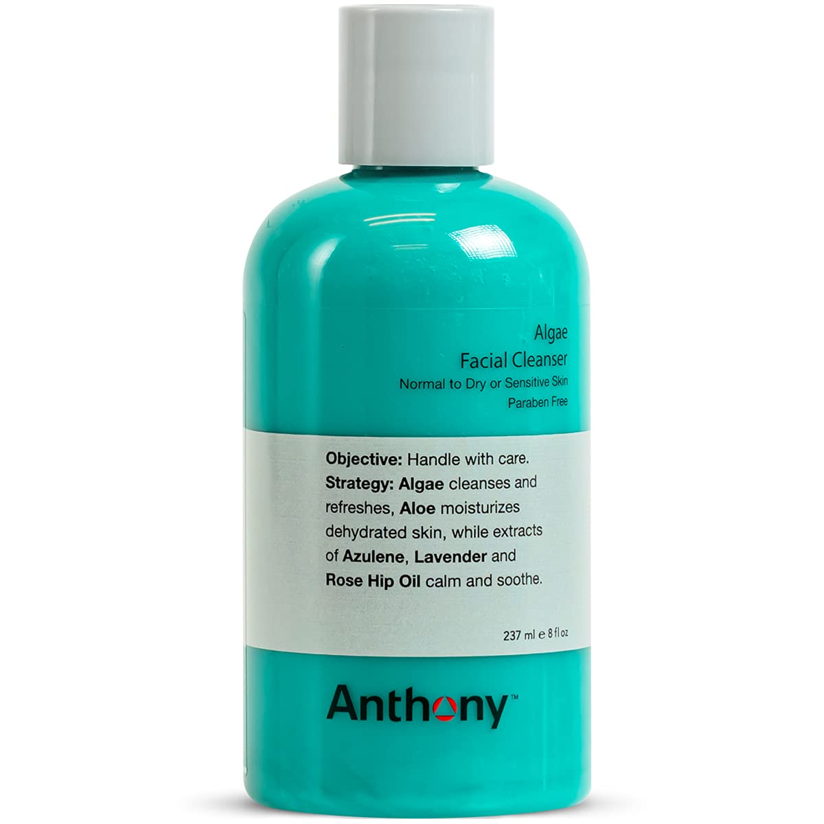 Anthony Algae Facial Cleanser, 8 Fl Oz. Contains Algae, Aloe Vera, Azulene, Lavender and Rose Hip Oil, Cleanses and Refreshes, M