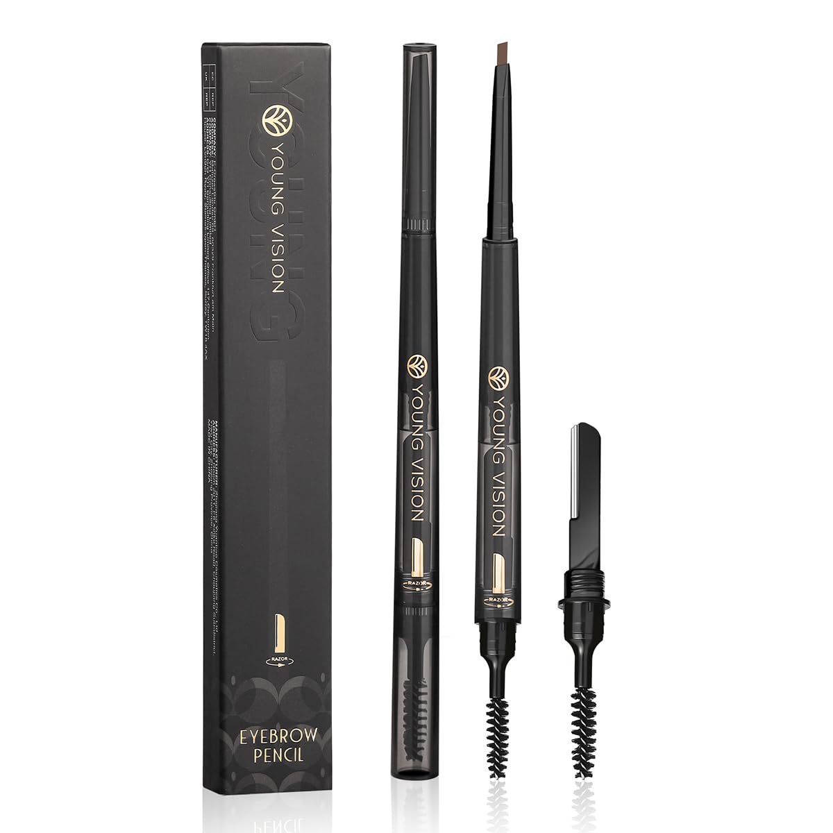 Young Vision 3-In-1 Eyebrow Pencil, Eye Brow Pen, Brush And Razor Trio, Micro-Fine + Define Eyebrow Shades, Easy To Use, Long La