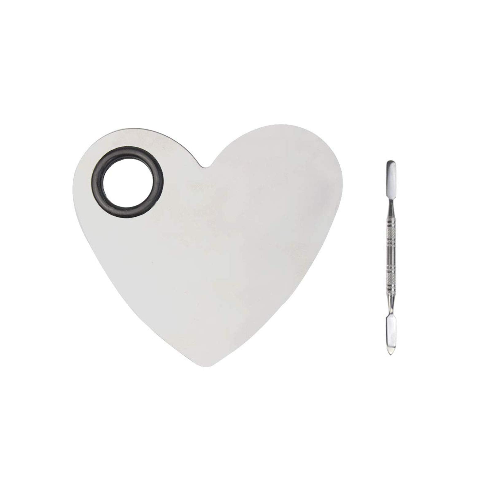 obmwang Stainless Steel Heart Shaped Makeup Palette Spatula - Makeup Artist Makeup Enthusiast Tools for Blending Cosmetic Founda