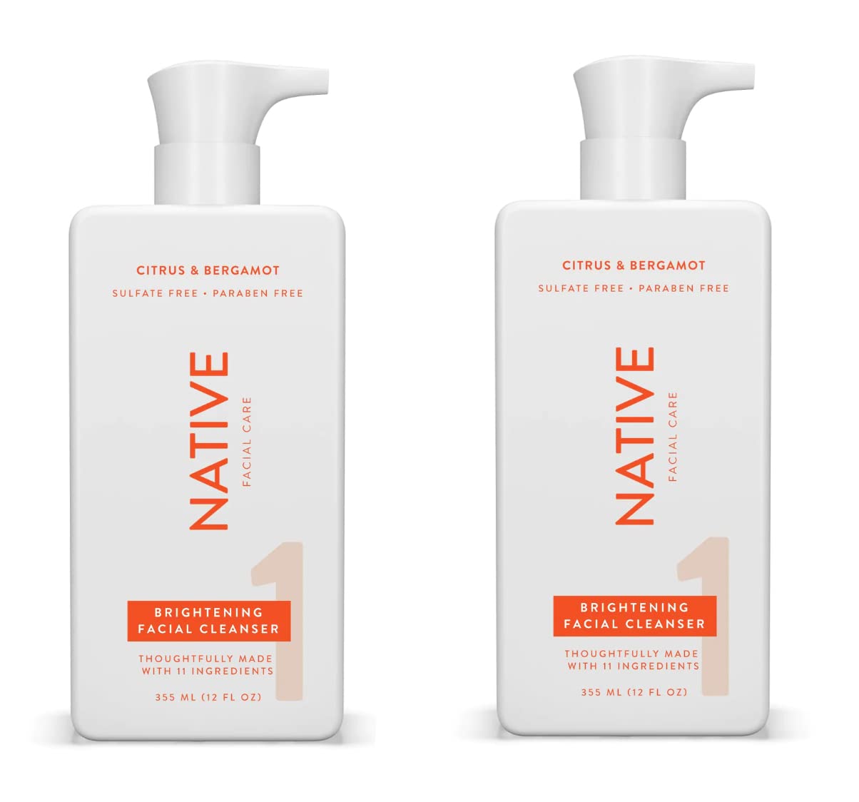 Native Brightening Face Wash, Spa Day Every Day Facial Cleanser (2 Pack) | Daily Face Cleaner for Radiant and Bright Skin, Citru