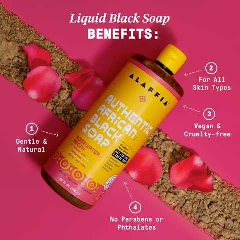 Alaffia Authentic African Black Soap All-In-One, Multi-Purpose Face  Body Wash, Shampoo  Shaving Soap, Suitable For All Skin Typ