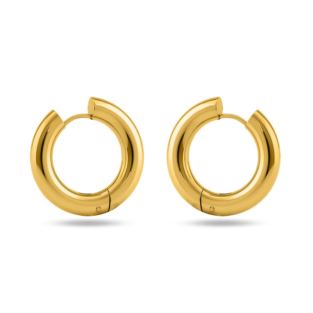 Palmonas 18K Gold Plated Round Hoop Earring For Women  Gift For Girls & Women | Waterproof & AntiTarnish Earrings