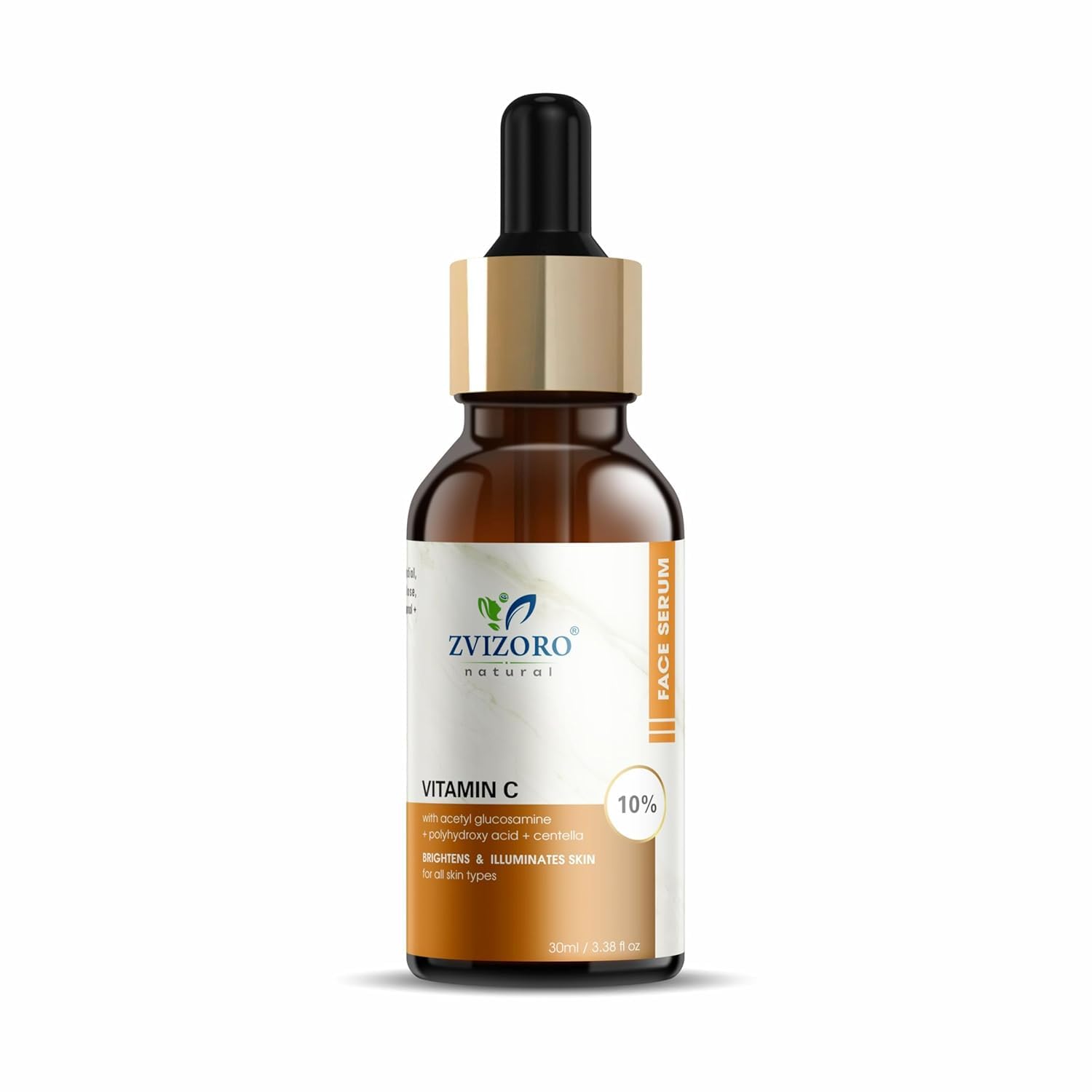 Zvizoro Natural Vitamin C 10% Face Serum With Acetyl Glucosamine, Pha & Centella | Brightening & Illuminating Facial Serum For G