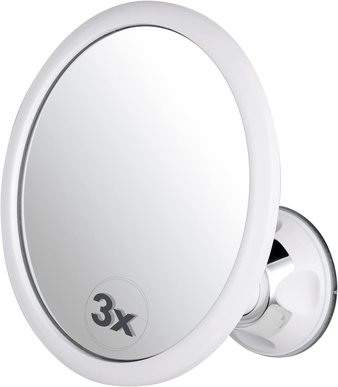 MIRRORVANA 3X Magnifying Round Shower Mirror for Fogless Shaving with Strong and Sticky Suction Cup, Shatterproof Surface and 36