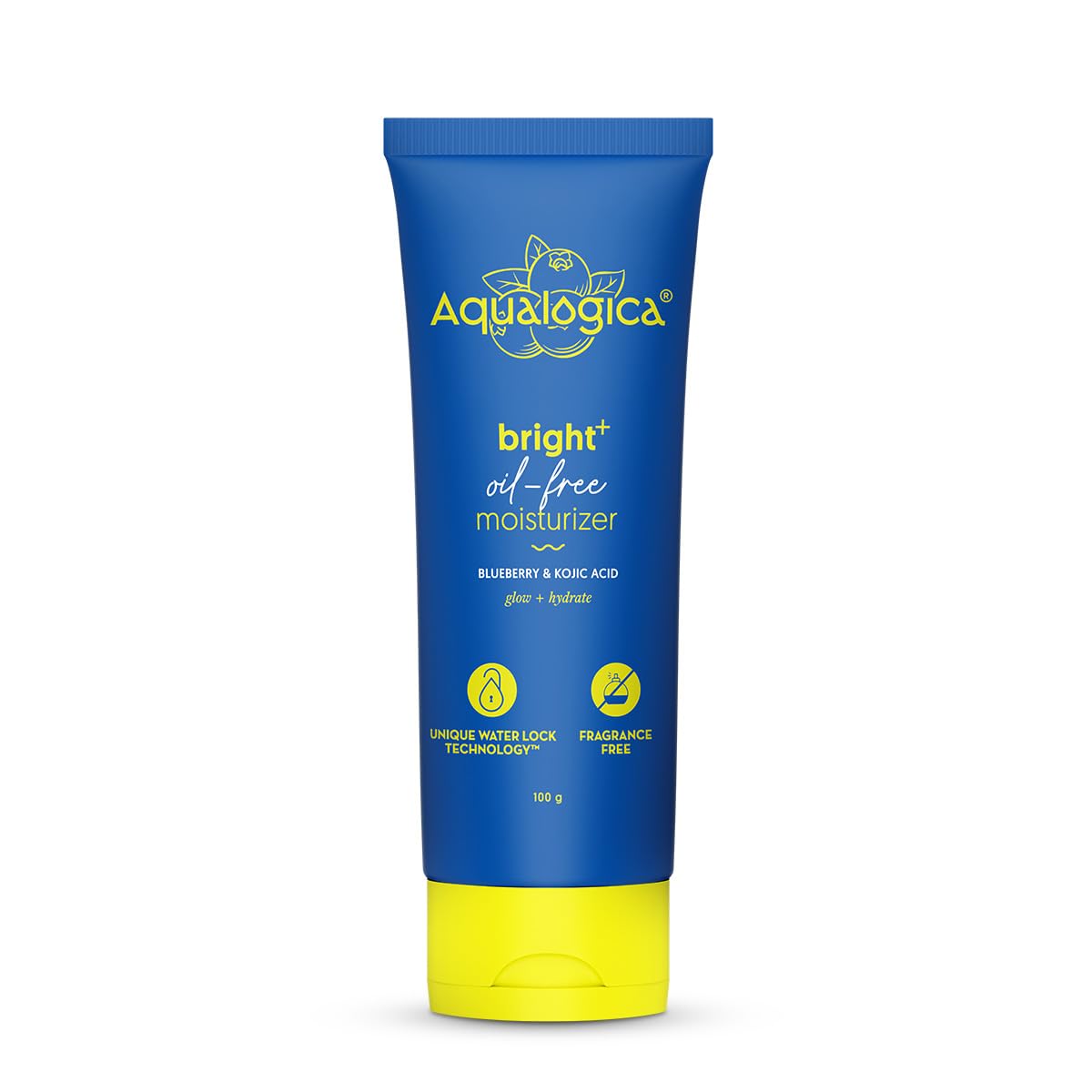 Aqualogica Bright+ Oil-Free Moisturizer With Blueberry & Kojic Acid (100G) Lightweight & Non-Sticky | Brightens & Evens Skin Ton