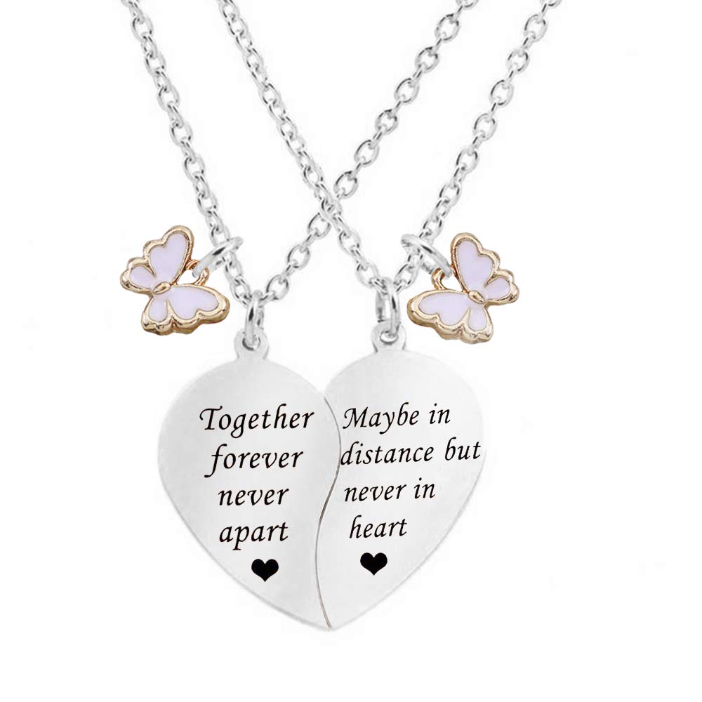 MJartoria BFF Necklace for 2-Valentines Heart Matching Necklace Best Friends Pendant Friendship Necklace Set of 2 Birthday Gifts