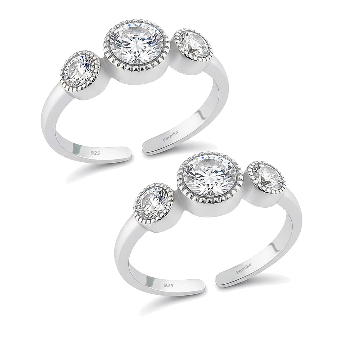 Parnika Mj 925 Elegant White Cz Toe Rings In Pure 92.5 Sterling Silver For Women | Chandi Bichiya | With Certificate Of Authenti