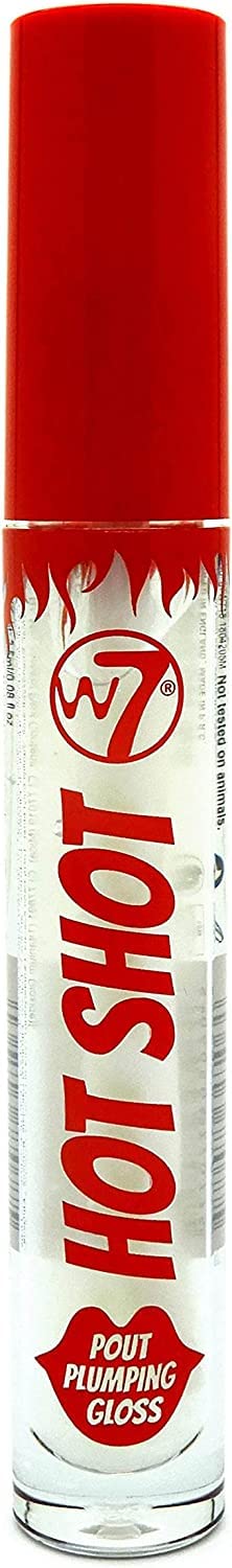 W7 Hot Shot Plumping Gloss Bundle - Enhancing Plump Effect For Fuller Lips - Clear, Natural, High Shine Finish - 2 Pack