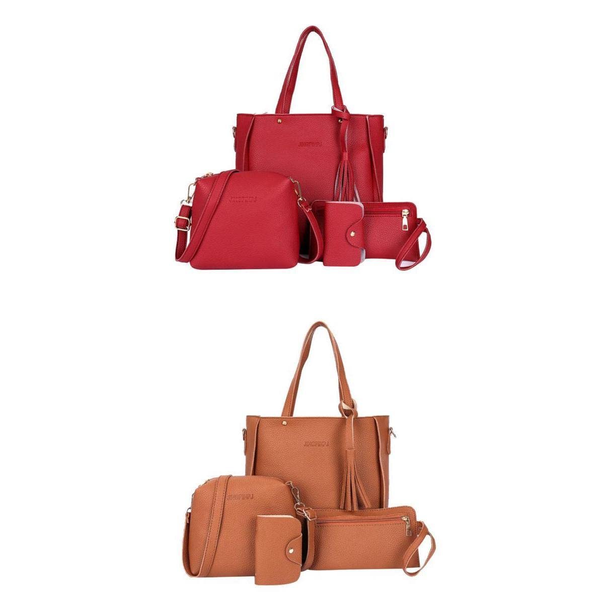 Enakshi 2 Packs Ladies Large Capacity Shoulder Bag Purse & Tassel Strap Korea Style Red+Brown|Clothing, Shoes & Accessories | Wo