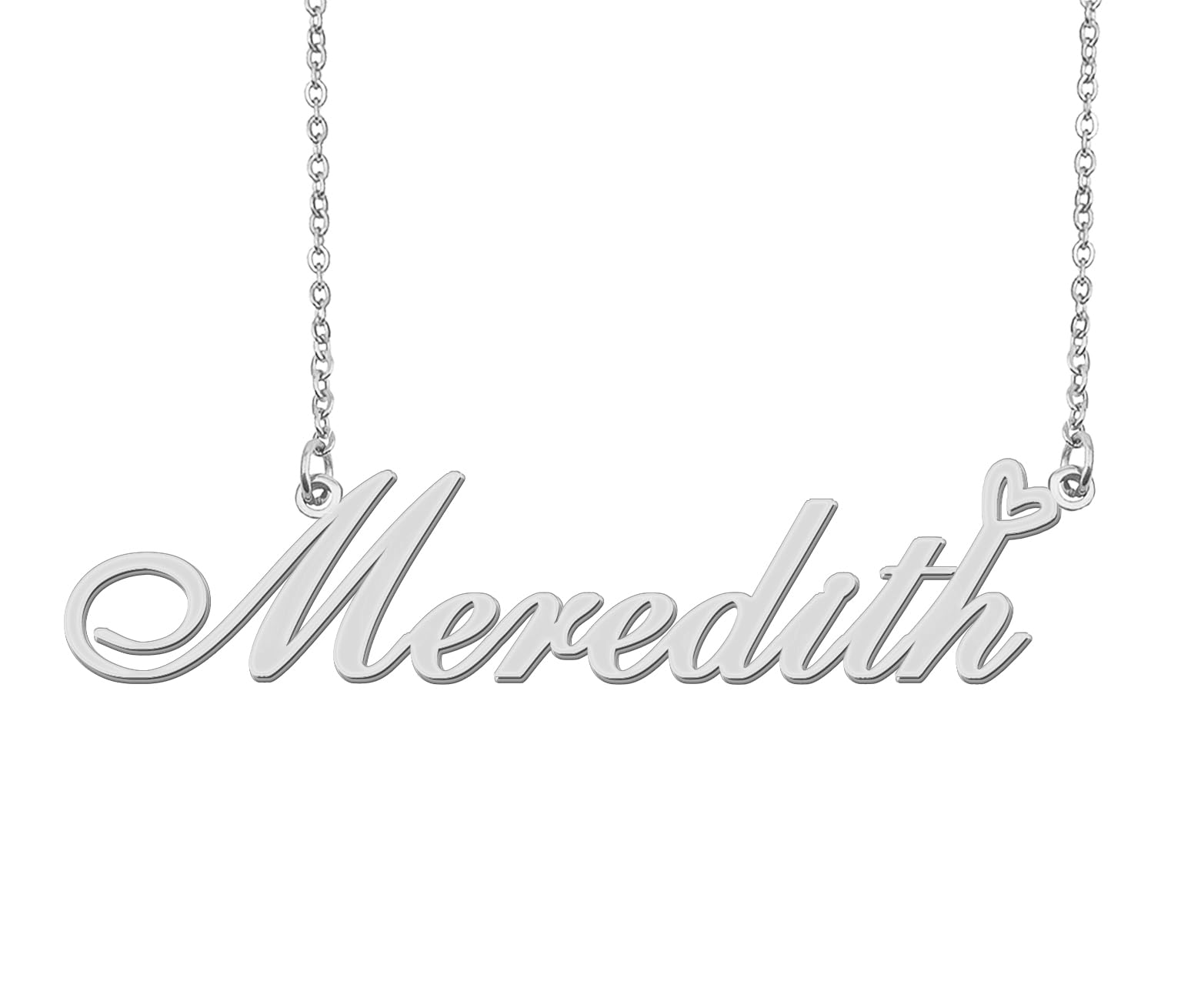 Aoloshow Stainless Steel Silver Meredith Heart Name Necklace Charm Pendant Jewelry for Mom Best Friends