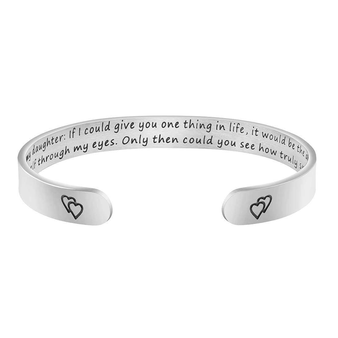 Daughter Mother Bracelets Wide Cuff Bangle Message Engraved Christmas Gifts for Her (To my daughter: If I could give you one thi