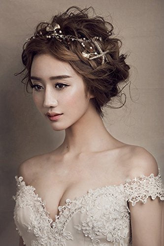 Scala Boutique Starfish Hairpins Wedding Wedding Hair Accessories Gold-Tone Flower Bridal Hair Pearl Jewelry Comb Hair Pins Brid