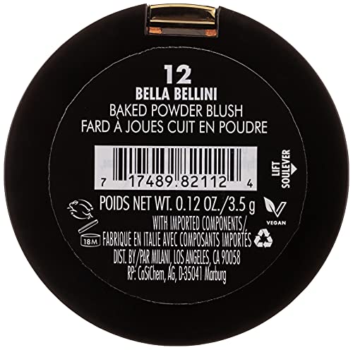 Milani Baked Blush - Bella Bellini (0.12 Ounce) Vegan, Cruelty-Free Powder Blush - Shape, Contour & Highlight Face For A Shimmer