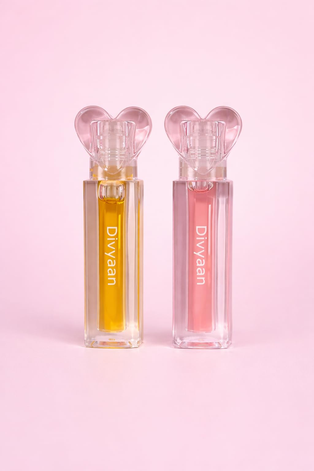 Heart Shape Lip Oil Gloss Pack Of 2  Hydrating Long Lasting Lip Oil With High Shine Finish, Non Sticky Moisturizing Lip Gloss F