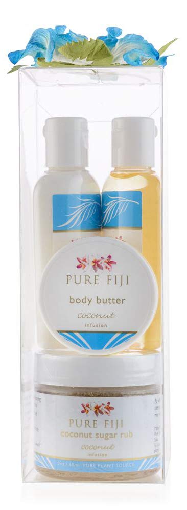 Pure Fiji Spa Gifts For Women And Man - Body Gift Box Include: Sugar Scrub 2 Oz , Bath And Body Oil 1/2 Oz, Body Butter And Body