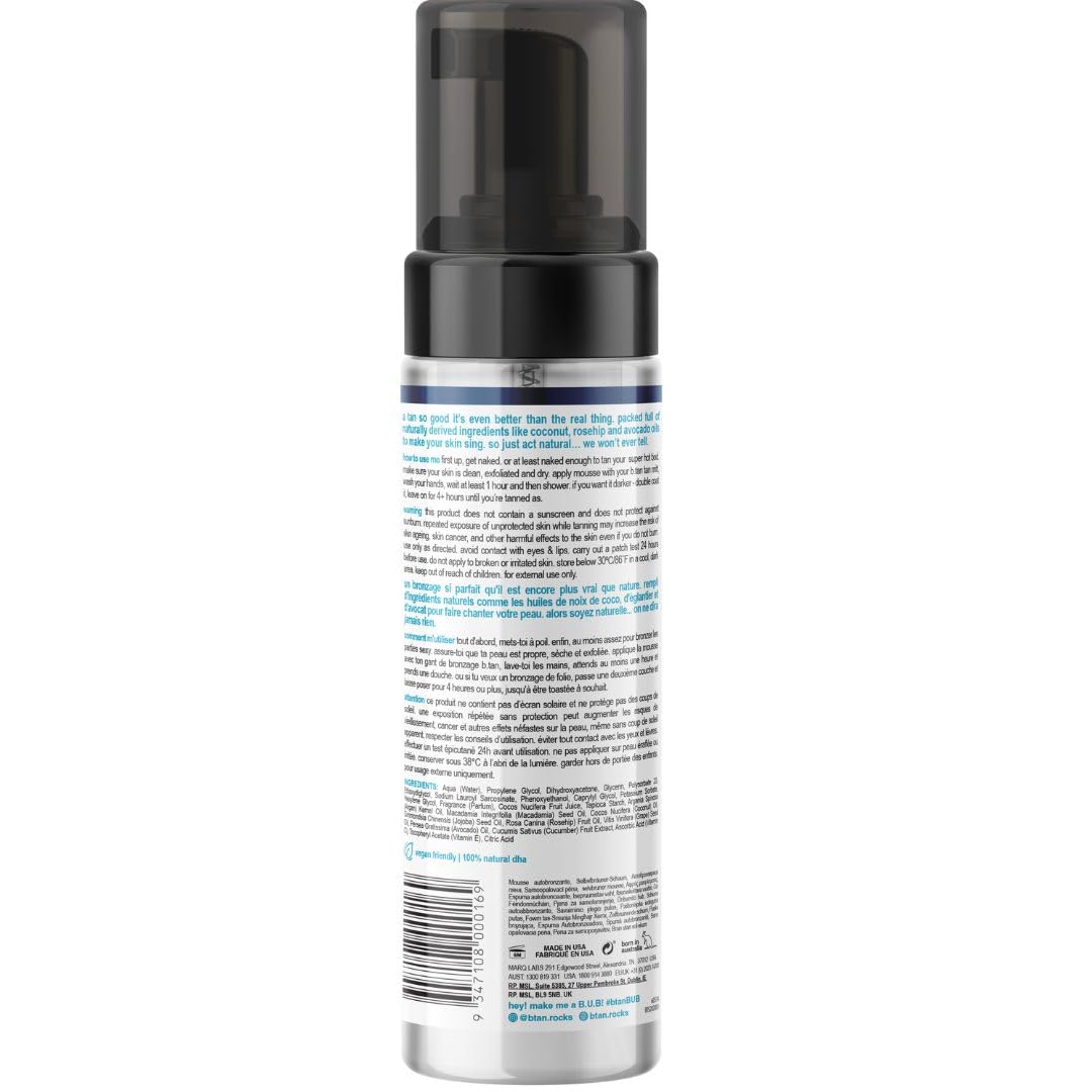 B.Tan Clear Self Tan Bronzing Water | Just Act Natural - Best Clear Tanning Mousse, Transfer-Free, Enriched With Coconut Water &