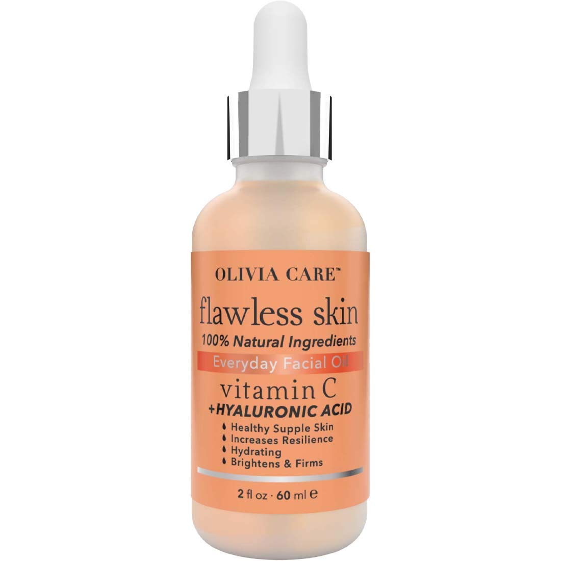 Olivia Care Vitamin C + Hyaluronic Acid Flawless Essential Facial Oil Acid 100% Natural, Reviving, Hydrating, Calming & Soothing