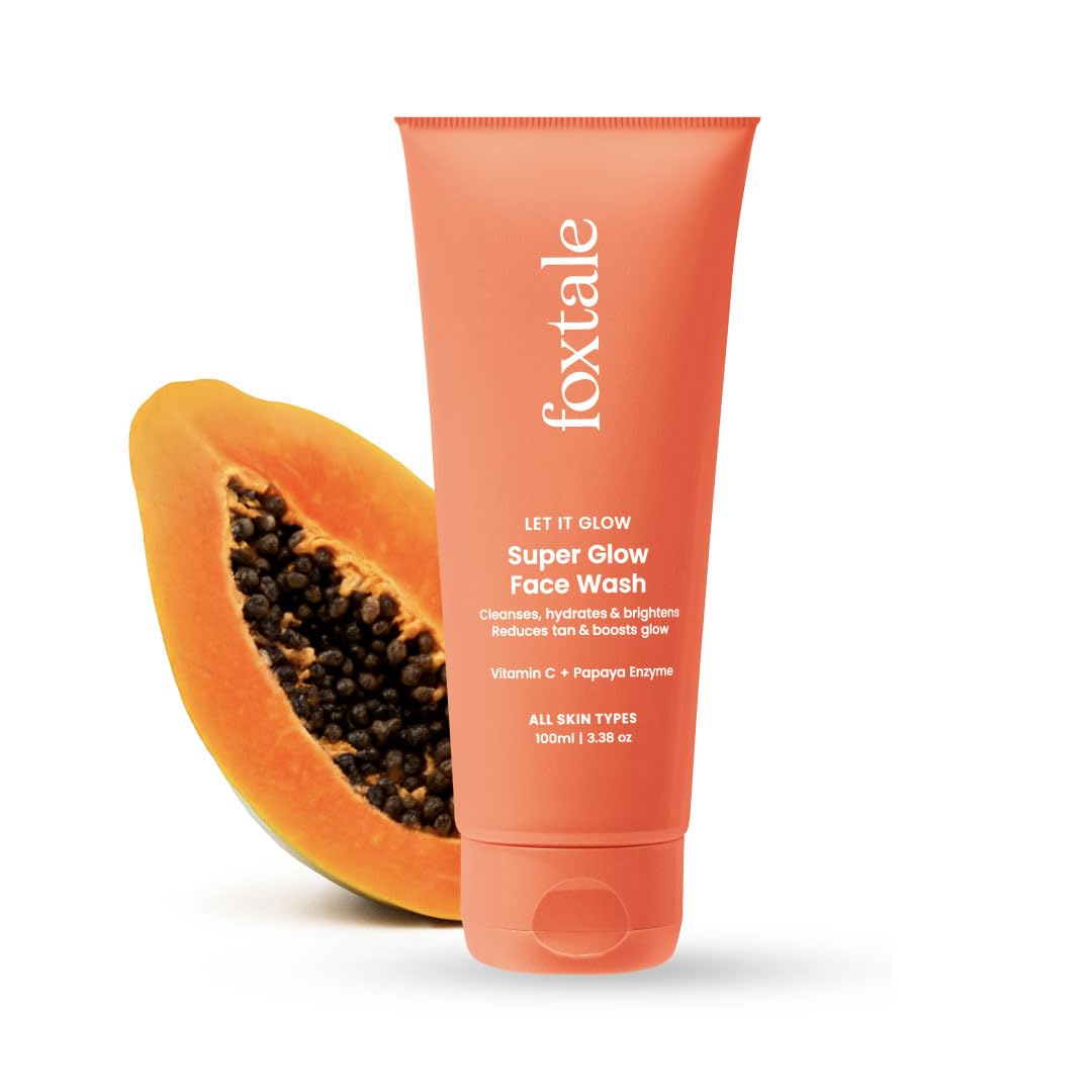 Foxtale Vitamin C Super Glow Face Wash With Papaya Enzyme | Reduces Tan | Boosts Glow | Gently Exfoliates & Brightens Skin | Red