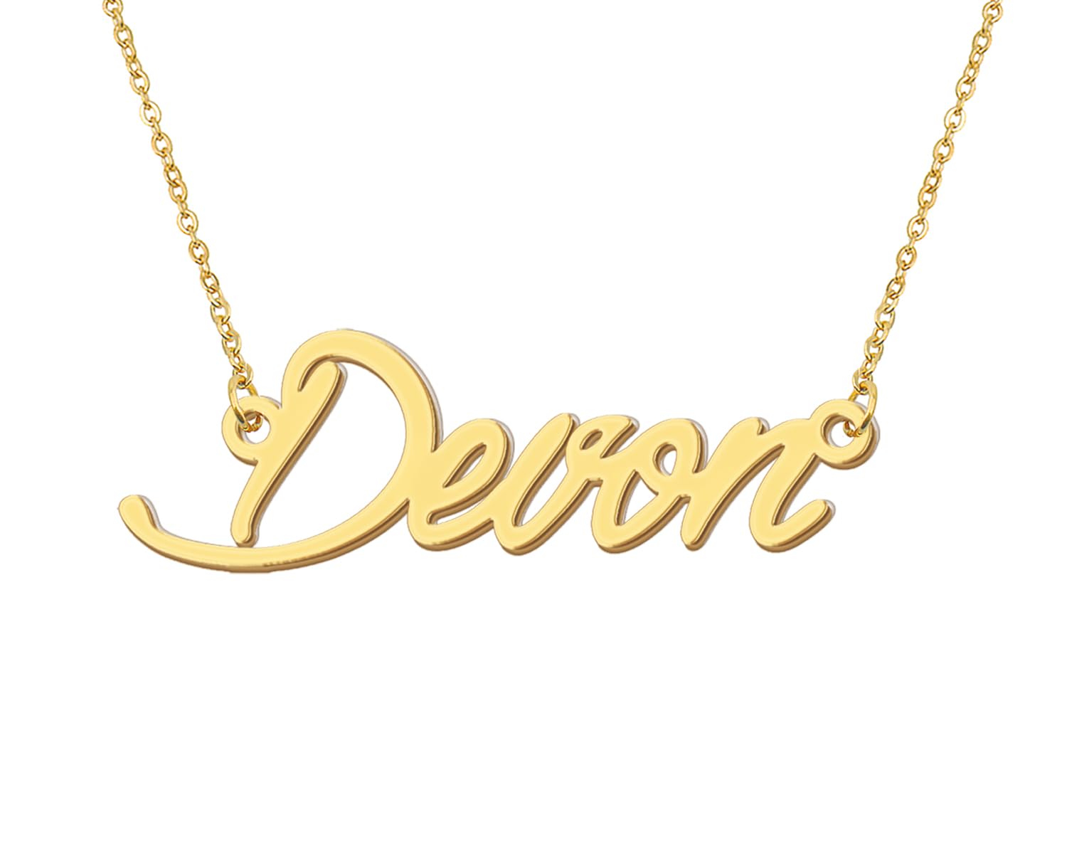 Aoloshow 18k Gold Plated Necklace with Devon Name Mens Nameplate Stainless Steel Jewelry for Valentine's Day