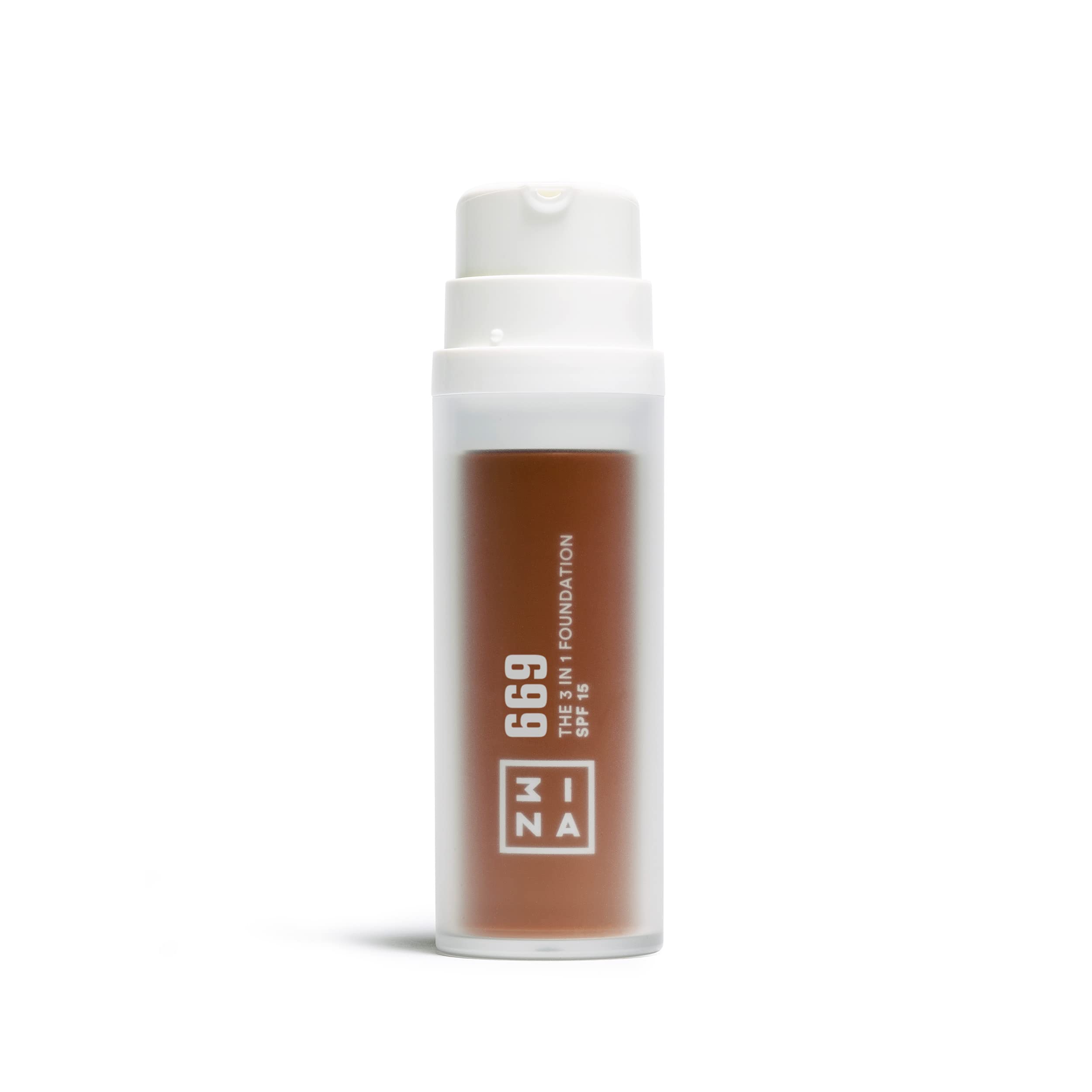 3INA MAKEUP - The 3 in 1 Foundation 669 - Base de Maquillaje Marron oscuro con Subtono Amarillo - Base 3 en 1 con Primer y Corre