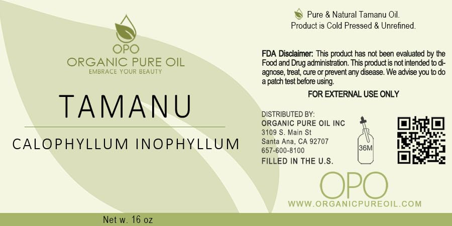Tamanu Oil - Pure, Uncut, Unrefined, Non-GMO, Cold Pressed, Nut Carrier Oil for Skin, Hair, Nails, Body, Face, DIY, Cosmetic - 1