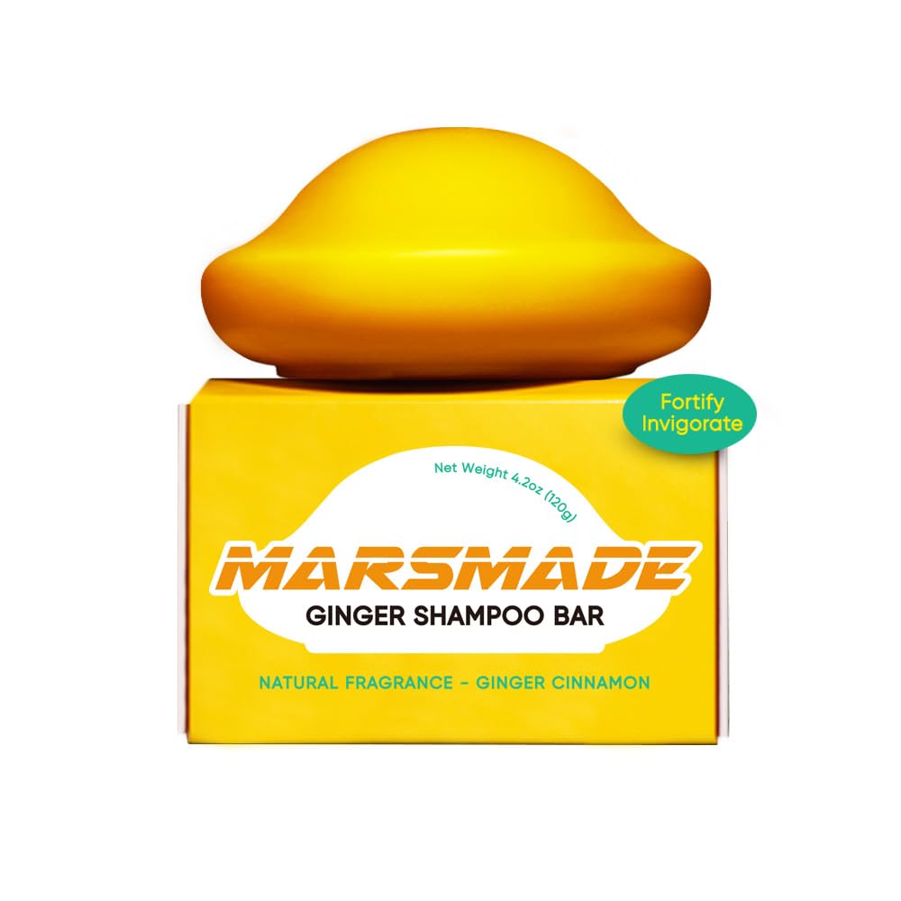 Mars Made Ginger Shampoo Bar 2.0 - Hydrating & Moisturizing Natural Hair Soap Bar Shampoo For Hair Vitality & Scalp Nourishment