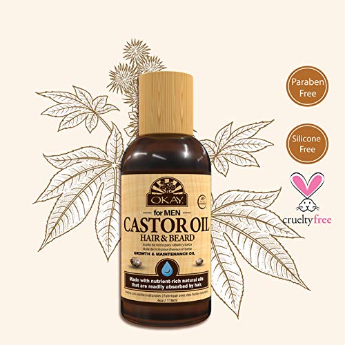 OKAY-MEN Castor Oil Beard and Hair Growth Oil Light-weight 4oz