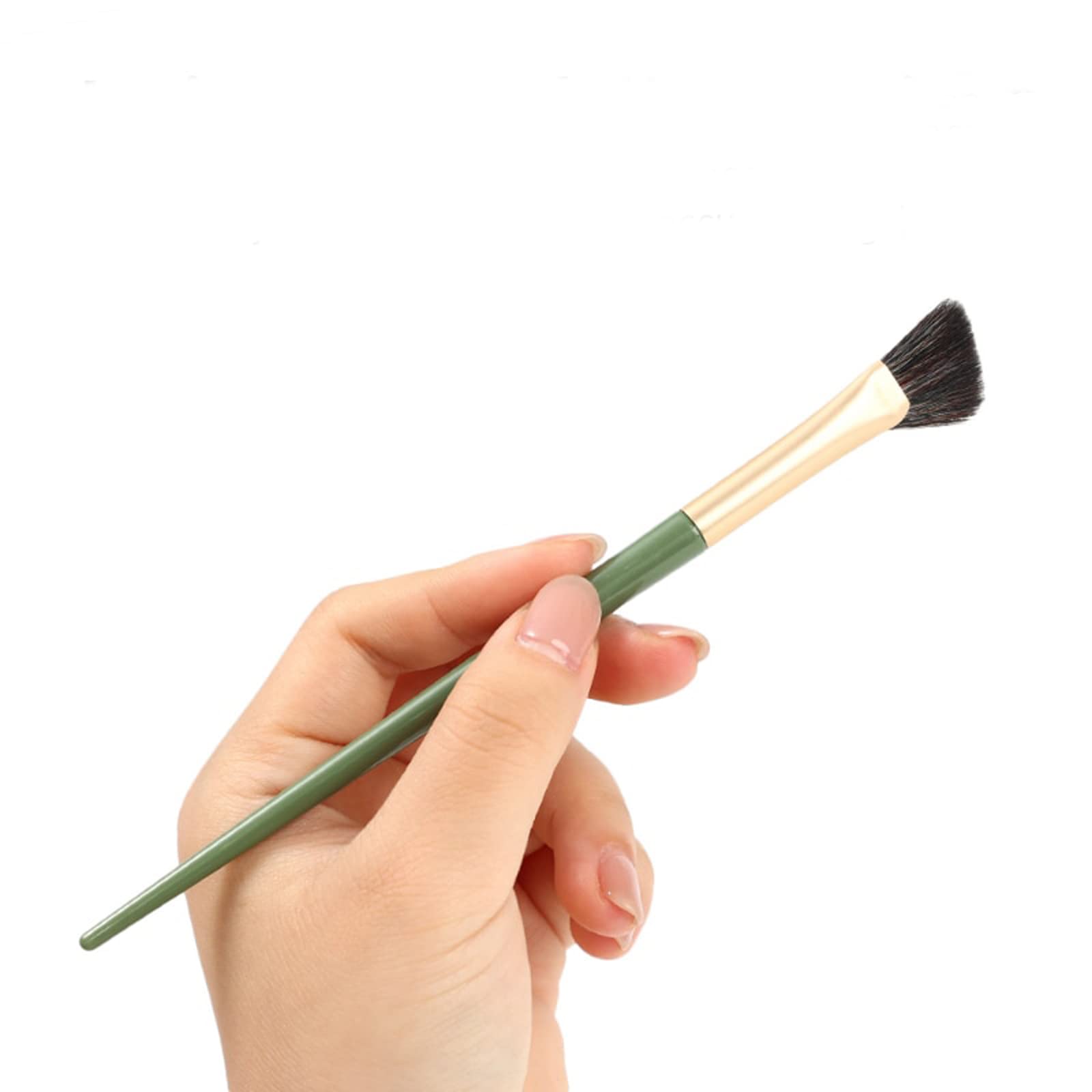 Teonei Half Fan-Shape Nose Shadow Brush,Angled Contour Makeup Brush,Professional Highlighter Blush Make Up Tools,2Pcs