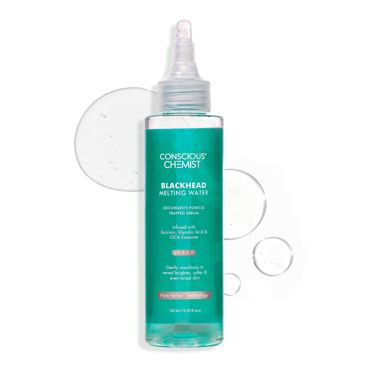 Conscious Chemist Blackhead Melting Water | 130Ml | Gentle Pore Treatment With Succinic, Glycolic Acid & Cica Exosome | Unclogs 