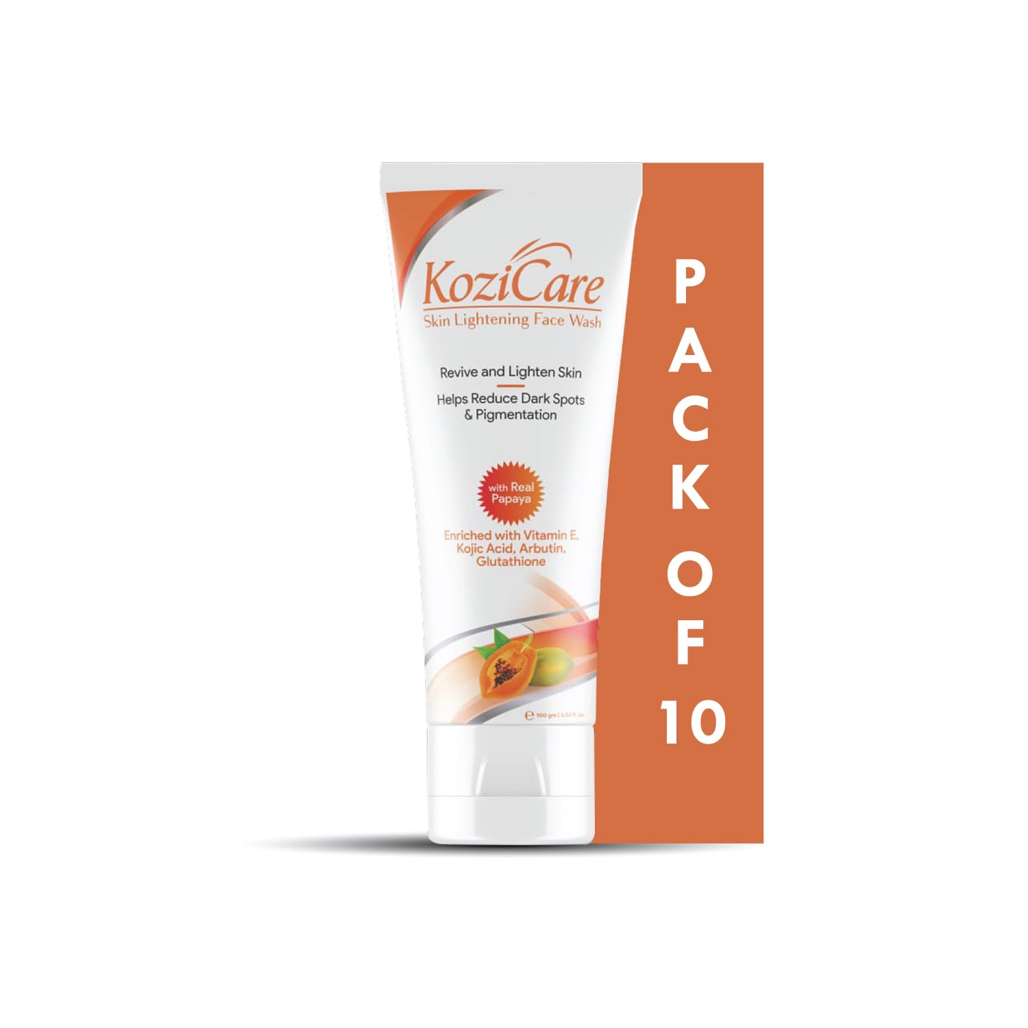 Kozicare Skin Lightening/Brightening Papaya Detan Facewash With Papaya, Kojic Acid, Vitamin E, Glutathione, Lactic Acid, Olive O