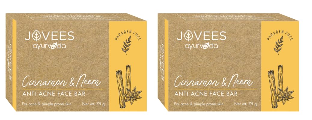 Jovees Herbal Cinnamon & Neem Anti Acne Face Bar Soap For Acne & Blemishes Skin | Specially Formulated For Oily Skin | Unclogs P