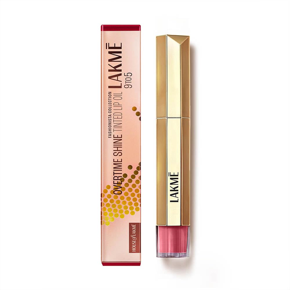 Lakm 9To5 Overtime Shine Tinted Lip Oil - Frosted Pink 5.3Ml
